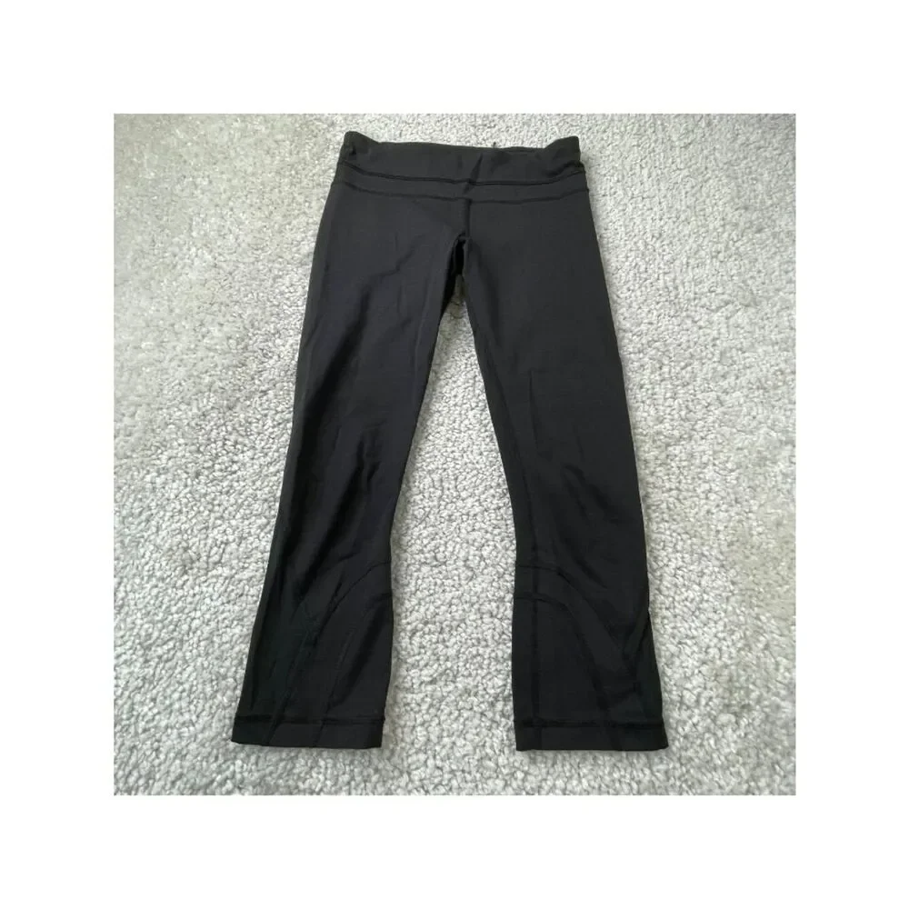 Lululemon Run Inspire Crop Legging Black Womens 6 FLAW